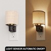 YANSUN 1W Plug-In Night Light with Gold Ring Fabric Shade, Black Base, Warm 2700K Dimmable, Sliding 0%-100%, US Three-Prong Plug - 4 of 4