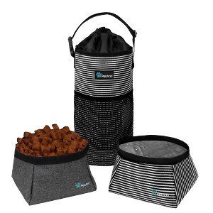 PetAmi Travel Dog Food Bag, Pet Cat Collapsible Bowls Set, Portable Foldable Waterproof Lining - 1 of 4