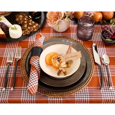Nutmeg Glen Check Linen Dinner Napkins Set of 4