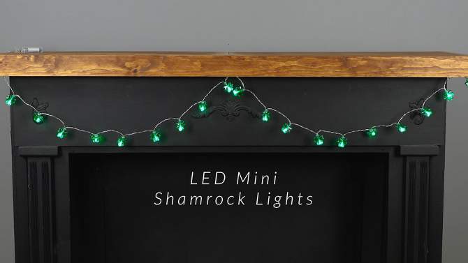 Northlight 20-Count Green LED Mini St Patrick's Day Shamrock Lights - 7ft Clear Wire, 2 of 6, play video