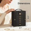 Functional Leather Jewelry Box with Mirror, Multi-Compartment Organizer for Rings, Necklaces & Bracelets, Black - 2 of 4