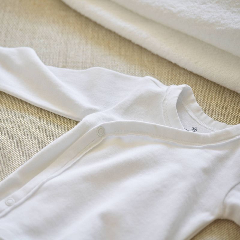Honest Baby 3pk Organic Cotton Long Sleeve Duster Bodysuit - White, 4 of 5