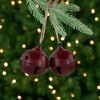 Northlight Antiqued Jingle Bell Christmas Ornaments -  3" - Burgundy - Set of 2 - 2 of 4