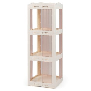 Costway 360° Spinning Bookcase with Swivel Base, 3-Tier Revolving Bookshelf Tower for Study White/Black - 1 of 1