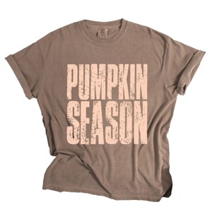 Pumpkin Season Stacked Distressed - Women's Garment Dyed Graphic T-Shirt - 1 of 4
