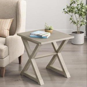 ACEPANO 23.5 in. W Square Accent  Side Table-Antique White - 1 of 4