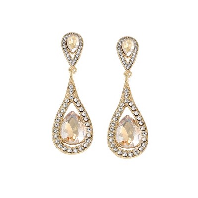 SOHI Women's Gold Dazzling Drop Earrings