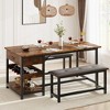 Dining Table Set for 4, Kitchen Table Set with Upholstered Benches, Dining Room Table with Storage Drawers & Wine Rack for Small Space - 2 of 4