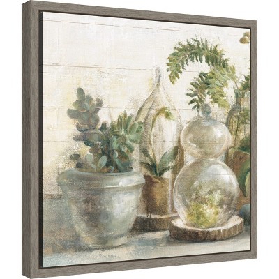 Greenhouse Orchids on Shiplap Canvas Wall Art Print