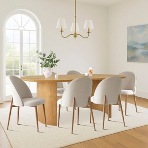 7-Piece Oval Dining Set, 6 Upholstered Curved Back Chairs and 79" Wood-Look Table for Modern Kitchen or Dining Room-Maison Boucle - 1 of 4