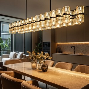DORESshop Modern Black 60-Light Crystal Chandelier, G4 LED 3000K Warm White Pendant Light for Dining Room, Living Room, Kitchen, - 1 of 4