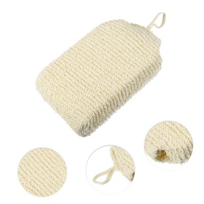 Beige Linen Fabric Sponge Brush for Bathroom 6.69"x3.74"x1.73"