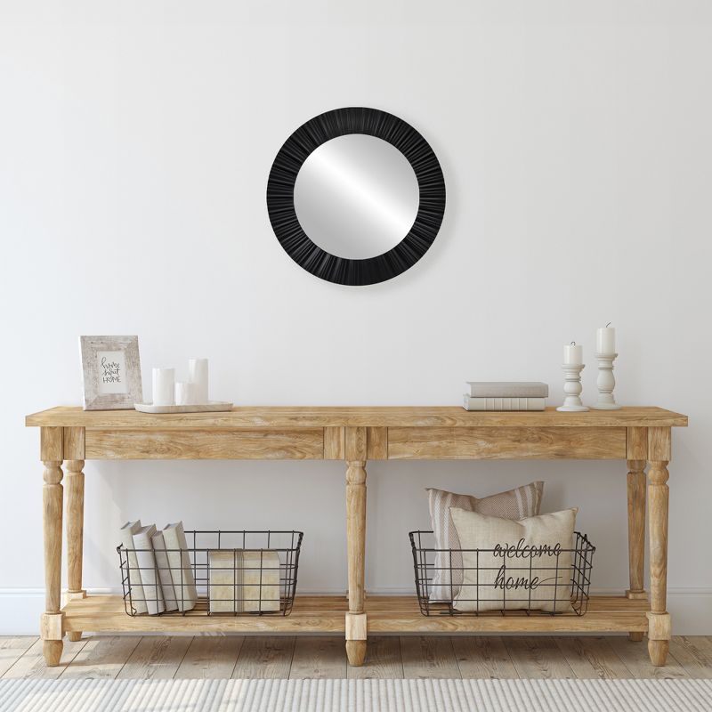 Northlight 20" Black Contemporary Fluted Round Mirror Wall Decor, 2 of 8