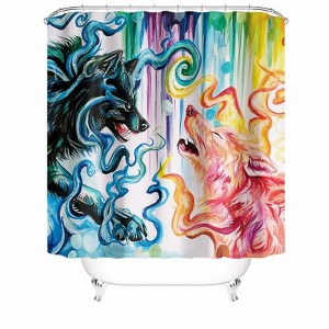 Ice Fire Wolf Shower Curtains for Bathroom Waterproof Fabric Bath Curtain Durable Soft Stylish Bathroom Decor 72x72 Inch - 1 of 1