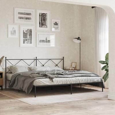 vidaXL Metal Bed Frame without Mattress with Footboard Black 39.4"x78.7"