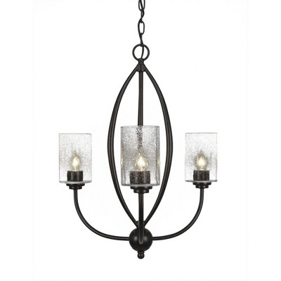 Toltec Lighting Marquise 3 - Light Chandelier in  Dark Granite with 4" Clear Bubble Shade