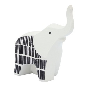 Sagebrook Home 7" Ceramic Elephant Sculpture - Contemporary White and Black Elephant Statue for Home or Office Decor - Elephant Lover Gift Idea - 1 of 4