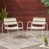 SKRAN Set of 2 Outdoor Slatted Chair, Patio Arm Chair with Powder-coated Iron and Metal frame for Patio, Porch, Poolside and Balcony, Matte White - 2 of 4