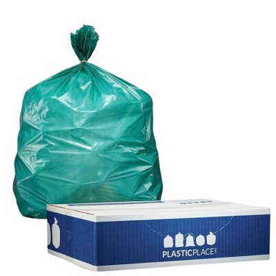 Green Heavy Duty Recycled Plastic Trash Bags, 55-60 Gallon