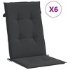 vidaXL Highback Chair Cushion Set of 6 Anthracite Fabric (100% polyester) - 2 of 4