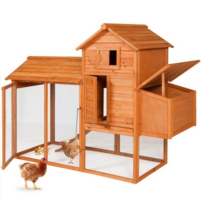 Best Choice Products 80in Wooden Chicken Coop Multi-Level Hen House, Poultry Cage w/ Wire Fence for 4 Birds, Farm