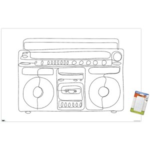 Trends International LINE AND BRUSH - Continuous Line Boombox Unframed Wall Poster Prints - 1 of 4