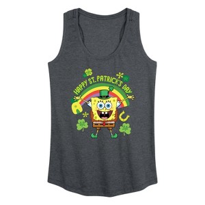 Women's - SpongeBob Squarepants - Spongebob Happy St Patricks Day Graphic Racerback Tank - 1 of 4