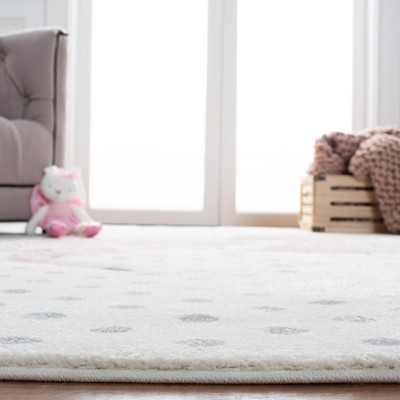 Carousel Kids 4' x 6' Grey Ivory Pink Synthetic Area Rug