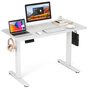 Tangkula 48" x 24" Electric Standing Desk w/ 3 Memory Height Settings 2 Hanging Hooks White - 1 of 4