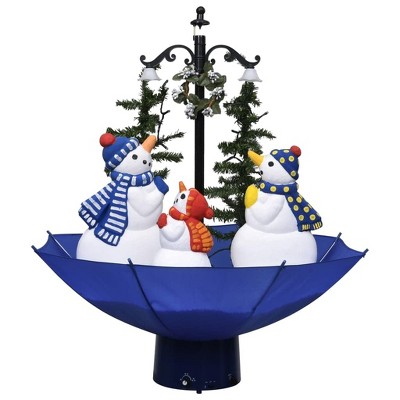 vidaXL 2ft Blue Artificial PVC Christmas Tree with Snowfall Effect, Integrated Festive Lights