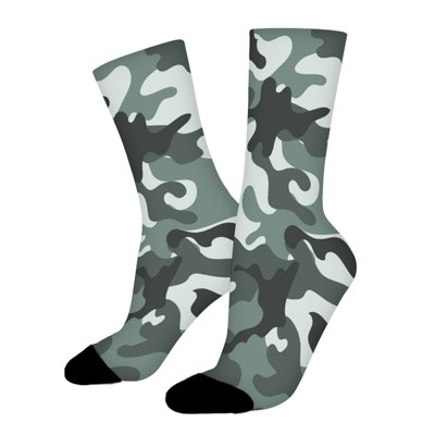 Camouflage Army Attire Women Printed Crew Socks Funny Funky Socks Soft Polyester Novelty Gifts for Artists Men