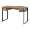 Alaterre Furniture Claremont Rustic Wood and Metal Office Desk, Natural Wood Grain Finish with Two Side Drawers, Ideal for Home Office and Study Room - 2 of 4