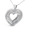 Haus of Brilliance Silver 1.0 Cttw Baguette and Round Diamond Heart Pendant Necklace - 3 of 4