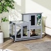 SEVOBAL 39" Rabbit Cage Gray Indoor Outdoor Bunny Hutch on Wheels 2 Story Wooden Bunny Cage for Animals with 2 Removable Trays Animal Enclosure - 2 of 4