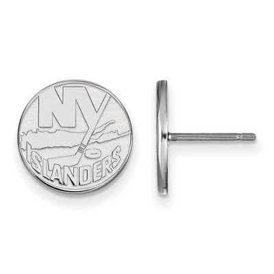 Black Bow Jewelry 14k White Gold New York Islanders NHL Stud Earrings