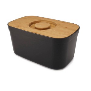 Joseph Joseph Bread Bin with Bamboo Cutting Board Lid Black: Plastic Bread Storage Container for Kitchens - 1 of 4