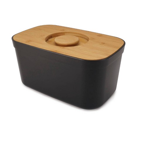 Joseph Joseph Bread Bin With Bamboo Cutting Board Lid Black : Target