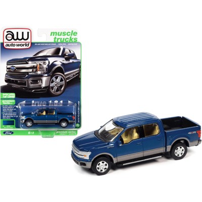 2019 Ford F-150 Lariat 4x4 Pickup Truck Blue & Magnetic Gray Muscle Trucks Ltd Ed 13448 pcs 1/64 Diecast Model Car Autoworld