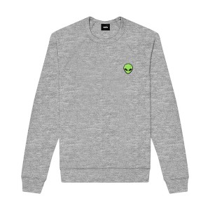 Dalix Alien Embroidered Fleece Crewneck Long Sleeve Sweatshirt Mens - 1 of 4