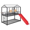 Twin Over Twin Metal Bunk Bed ,Metal Housebed With Slide,Three Colors Available.(White with White  Slide) - 2 of 3