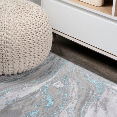 Abstract Swirl 4' x 6' Gray Synthetic Easy-Care Area Rug
