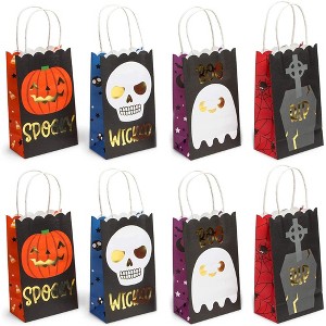 Spooky Central 24-Pack Halloween Paper Party Favor Bags Small Gift Bags with Handles (Gold Foil, 5 x 9 x 3 In) - 1 of 4