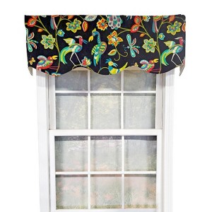 RLF Home Locos Birds Provance 3" Rod Pocket Lining Luxurious and Elegant Window Treatment Valance 50" x 15" Black - 1 of 4