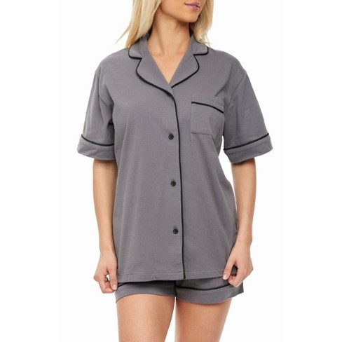 Adr Womens Short Sleeve Knit Pajamas Set Ashen Gray X Large : Target