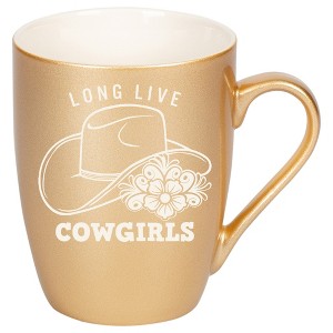 100 North Floral Western Hat 10 Ounce Vegas Gold Metallic Finish, Comfortably Fits Your Hands, New Bone China Coffee Tea Cup Mug, Long Live Cowgirls - 1 of 1