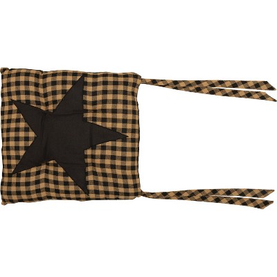 Black Star, Cotton, 15x15, Chair Pad, Black VHC Brands