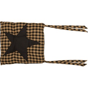 Black Star, Cotton, 15x15, Chair Pad, Black VHC Brands - 1 of 4