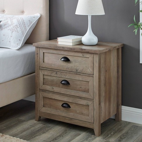 Fontella Transitional 3 Drawer Nightstand Gray Wash - Saracina Home ...