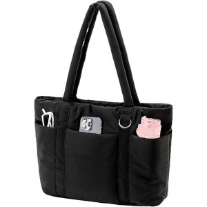 Multi Pocket Tote Bag for Women, Large Puffy Shoulder Purse Handbag with Compartments - 1 of 4