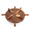 Toscana Helmsman Lazy Susan Cheese Board with Tool Set Acacia and Gold - 2 of 4